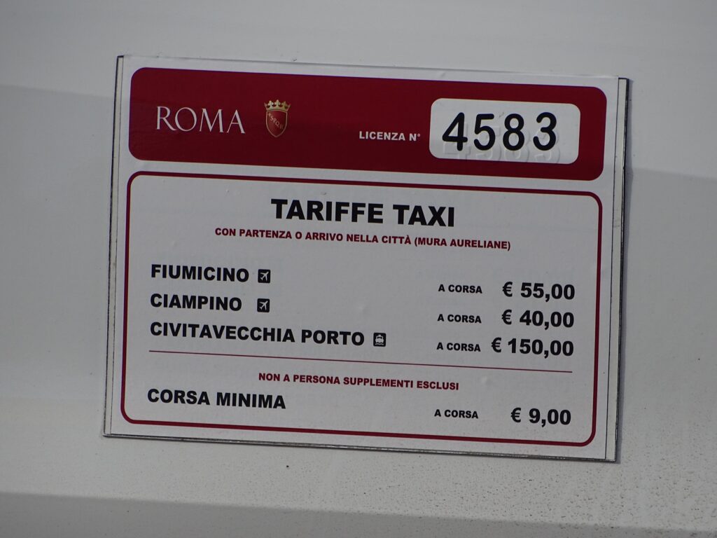 Taxi priser i Rom